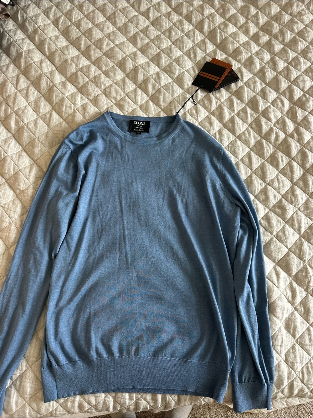 ZEGNA Men’s Sky Blue Crewneck Sweater